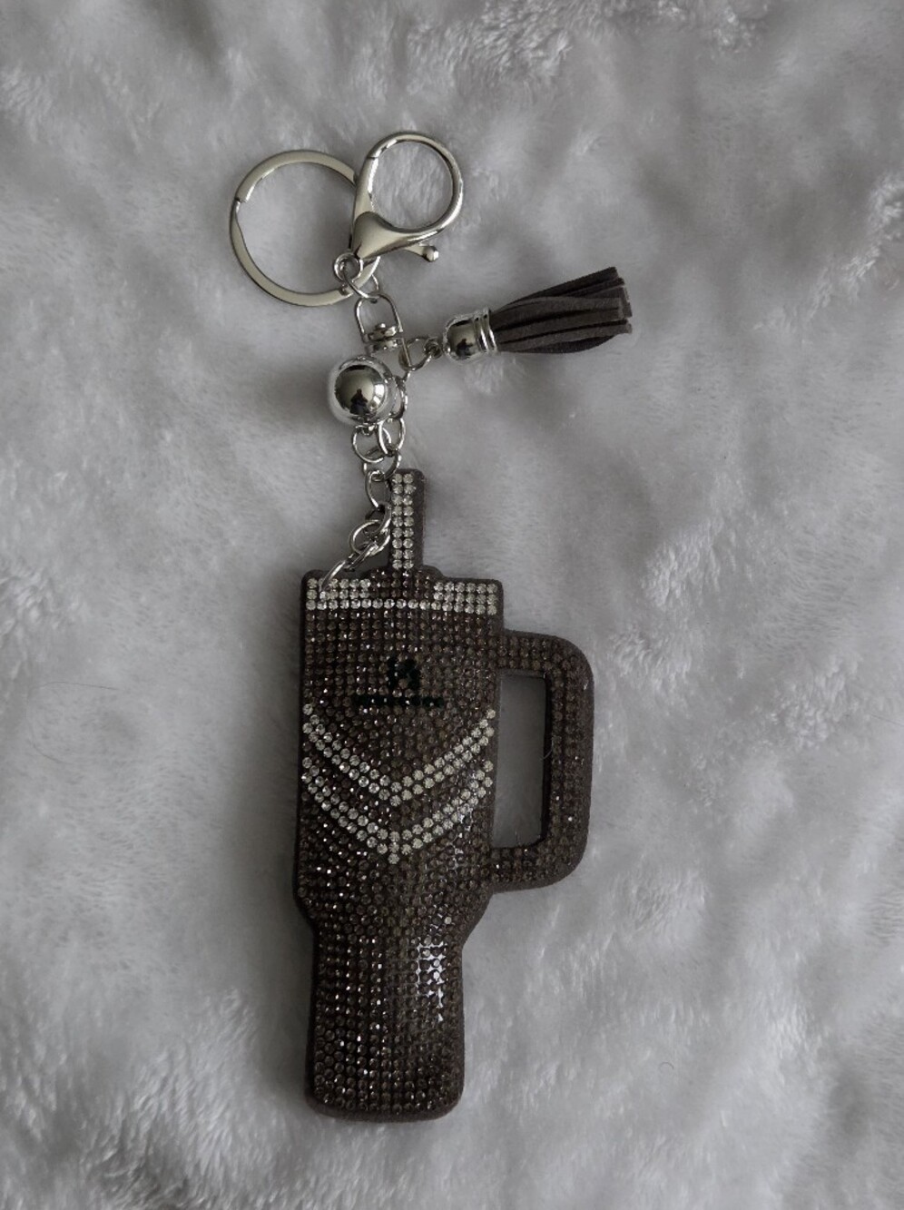 Dark Gray Stanley Keychain with Tassel Water Tumbler Bag Charm